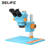 Microscope trinoculaire RELIFE RL-M5T-B11, zoom continu 0,7-5,0X avec base large, microscope de réparation électronique pour téléphone et circuits imprimés
