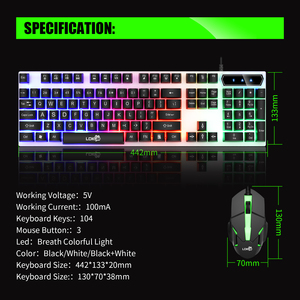 Combo de Teclado y Ratón LDK Ai 832, Teclado Mecánico de 104 Teclas para iPad, Tableta Android, Computadora Portátil, <span class=keywords><strong>PC</strong></span> de Escritorio, Juegos - Product Image 5