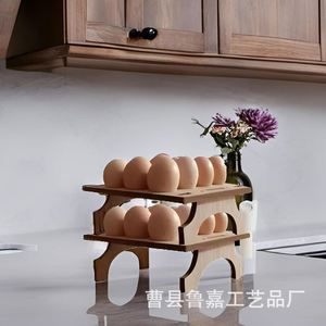 Wooden Egg Storage Rack Natural Color With Stand <b>Kitchen</b> Countertop Storage - Product Image 5