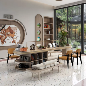 Bureaux de style <span class=keywords><strong>baroque</strong></span> pour salles d'étude, tables de lecture avec rangements pour bibliothèques, tables longues multifonctions en bois, table d'étude, <span class=keywords><strong>bibliothèque</strong></span> - Product Image 3