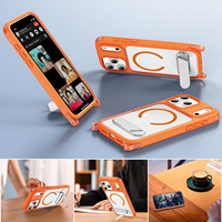 Coque de téléphone givrée avec support métallique pour iPhone 18 Pro Max 16E 15 14 Plus 17 Air 13 12 Mini 11 – Coque rigide mate en PC, design simple et élégant