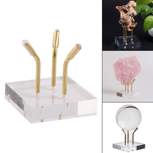 Giá Trưng Bày Đá Hóa Thạch Trụ Bằng Đồng Thau Đế Acrylic S M L Giá Trưng Bày Đá Perspex Kim Loại Mã Não Trong Suốt Được Đánh Bóng - Product Image 1