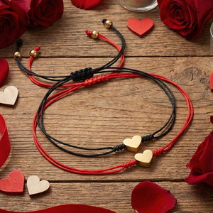 <span class=keywords><strong>Bracelet</strong></span> de couple Go2boho pour la Saint-Valentin, charme en forme de cœur, cordon rouge et noir, bijoux réglables pour les amoureux - Product Image 3
