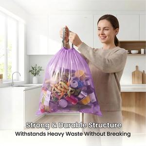 Huamaohengchun - Paquete de 100 Bolsas de Basura Pequeñas sin Perfume de 4 Galones (15 Litros) para Cocina, Oficina, Auto y Baño, Color Morado - Product Image 3
