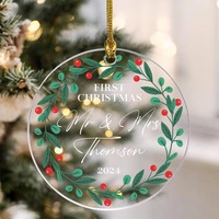 Dropshipping Pet Souvenir Acrylique Cristal Personnalisé Pendentif de Noël Chien Chat Portrait Personnalisé Figure Ornements pour les Amoureux