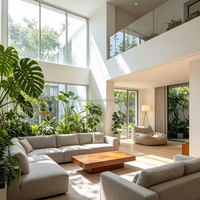 Ventanas Verticales Exteriores Fijas de Aleación de Aluminio con Rotura de Puente Térmico, Diseño Minimalista, Doble Vidrio de Argón Low-E