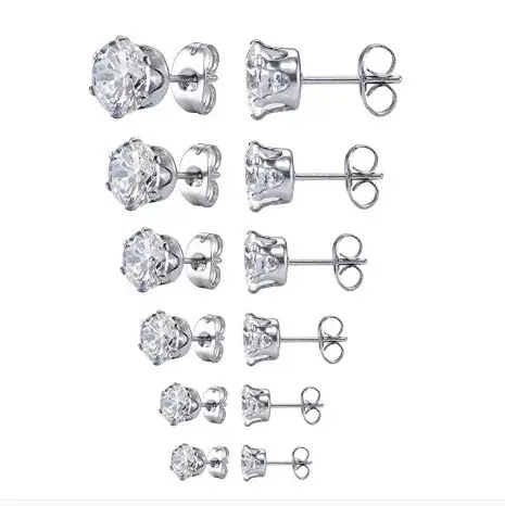 Bán Buôn 3 Mét Đến 10 Mét Đồ Trang Sức Thời Trang Vòng Cubic Zircon Thép Không Gỉ Stud Earring Đối Với Phụ Nữ Và Nam Giới