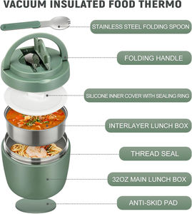 304 Stainless Steel Working Kids Bento <b>Lunch</b> <b>Box</b> Soup Cup Thermos for <b>Hot</b> <b>Food</b> Flask Container Warmer Vacuum With Spoon the Lid - Product Image 2