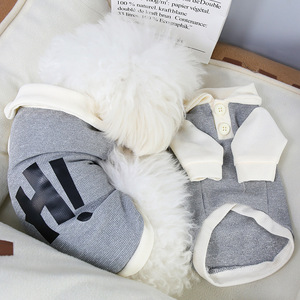 Pet Dog Vest Gray Letter Print Breathable Summer Clothes For <b>Small</b> Dogs <b>Teddy</b> Bichon Frise - Product Image 1