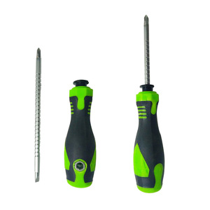 Telescopic Ratchet Screwdriver Green Handle Flat Head Bit Industrial Grade Magnetic Anti-Slip Texture One Word Rotary Head - Product Image 1
