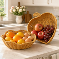 Panier à pommes en rotin tressé en forme de fleur, tissé à la main, en plastique PC PENG YE, pour le rangement des fruits, décoration de table de style campagnard, centre de table pour la maison