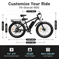 Vélo de montagne électrique avec moteur à moyeu arrière, batterie au lithium 1000W 15AH, cadre en acier au carbone, freins à disque 7 vitesses, pneus larges de 26 pouces