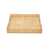 Plateau de vanité de luxe Acrylique texturé en bambou avec texture naturelle 29X21X4.2Cm Plateau en bambou moderne