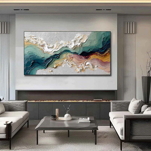 Grande <span class=keywords><strong>peinture</strong></span> abstraite de paysage à texture épaisse, réalisée à la spatule, faite à la main, sur toile texturée, œuvre d'art abstraite minimaliste pour mur - Product Image 3