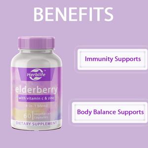 Cápsulas de Saúco con Zinc y Vitamina C para Adultos, Suplemento Herbal, Venta Caliente OEM/ODM - Product Image 3