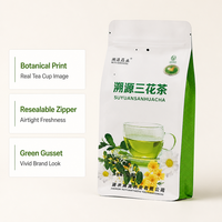 Sachet Doypack Personnalisé pour Tisane, avec Fermeture Zip, Qualité Alimentaire, Motif Tasse à Thé Botanique, OEM, Marque Privée, Vente en Gros
