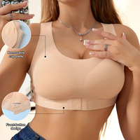 Sujetador deportivo corrector de postura con cierre frontal, sin costuras, transpirable y antideslizante para mujer