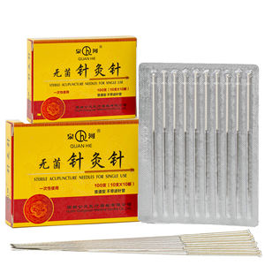 アルミホイル100PCSシルバーハンドル針卸売最高の鍼治療針 - Product Image 1