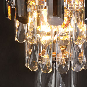 Goldene Luxus Rauchgraue Kristall-Wandleuchten Indoor Nordische Moderne Wandlampe für Hotel Schlafzimmer Wohnzimmer - Product Image 5