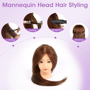 <span class=keywords><strong>Tête</strong></span> de mannequin avec 100% cheveux humains, 18 ''vrais cheveux Cosmétologie Mannequin <span class=keywords><strong>tête</strong></span> de mannequin coiffure pratique - Product Image 4