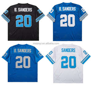 디트로이트 팀을위한 미식 축구 유니폼 짧은 통기성 #20 SANDERS 스티치 최고 품질 맞춤형 스로백 저지 - Product Image 1