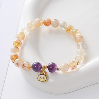 Bracelet en perles de pierre naturelle Labubu pour femmes, nouveau modèle 2025, cadeau de luxe de niche exquis pour meilleure amie, bracelet fait main