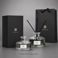 Bouteille diffuseur en verre vide plate et large avec logo personnalisé, 206 ml, 350 ml, récipient d'aromathérapie, personnalisation des couleurs disponible