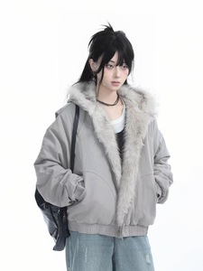 Nouvel an 2026 Y2K mode femmes <span class=keywords><strong>veste</strong></span> à capuche-col en fourrure manteau en <span class=keywords><strong>peluche</strong></span>, rétro Streetwear coupe ample, Style vêtements d'extérieur chauds - Product Image 6