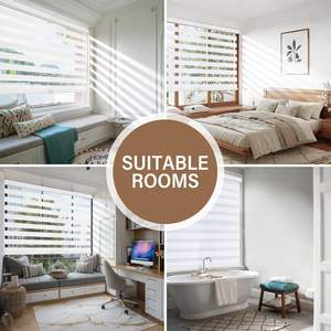 <b>Blackout</b> Roller Controlled Battery Operated Wifi Smart Automatic Electric Home Motorized Shades Zebra <b>Blinds</b> for <b>Windows</b> Office - Product Image 4