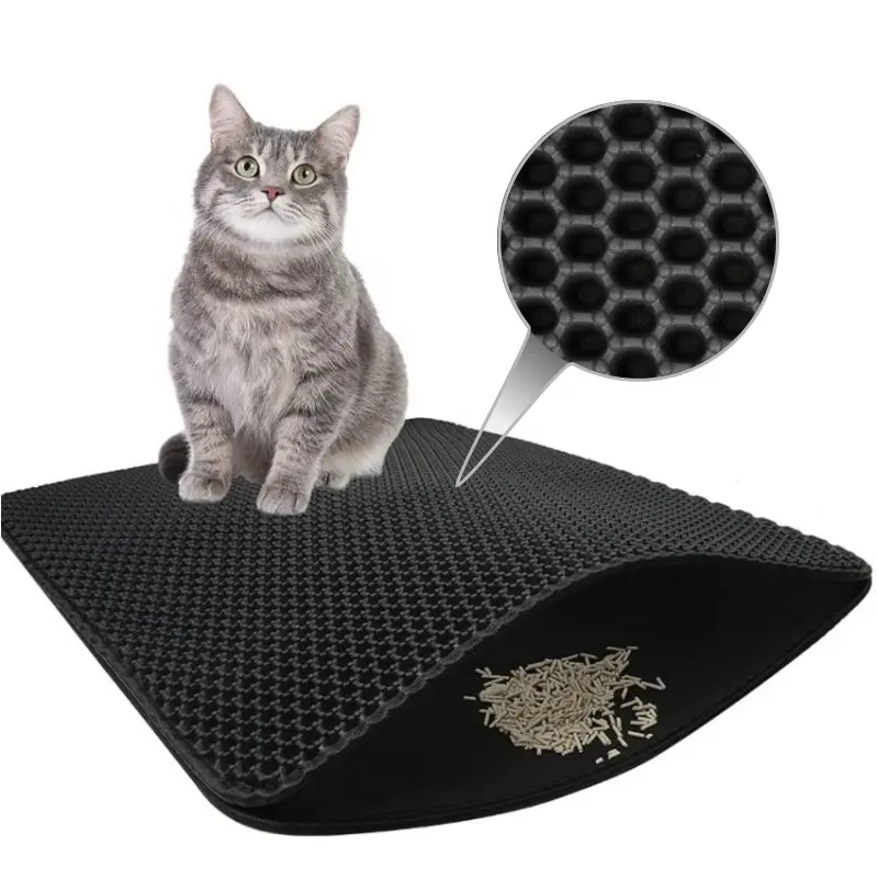 Großhandel Doppels chicht Katzenstreu Fang matte für Indoor Katzen toilette Sicherheit Geruchs frei Wasserdicht EVA Soft Pet Wurf Trapper Mat