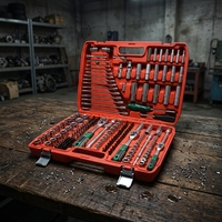 Ensemble d'outils à cliquet et douilles 216 pièces, très vendu, avec mallette de rangement robuste, pour la vente en gros aux quincailleries et les outils manuels de mécanicien