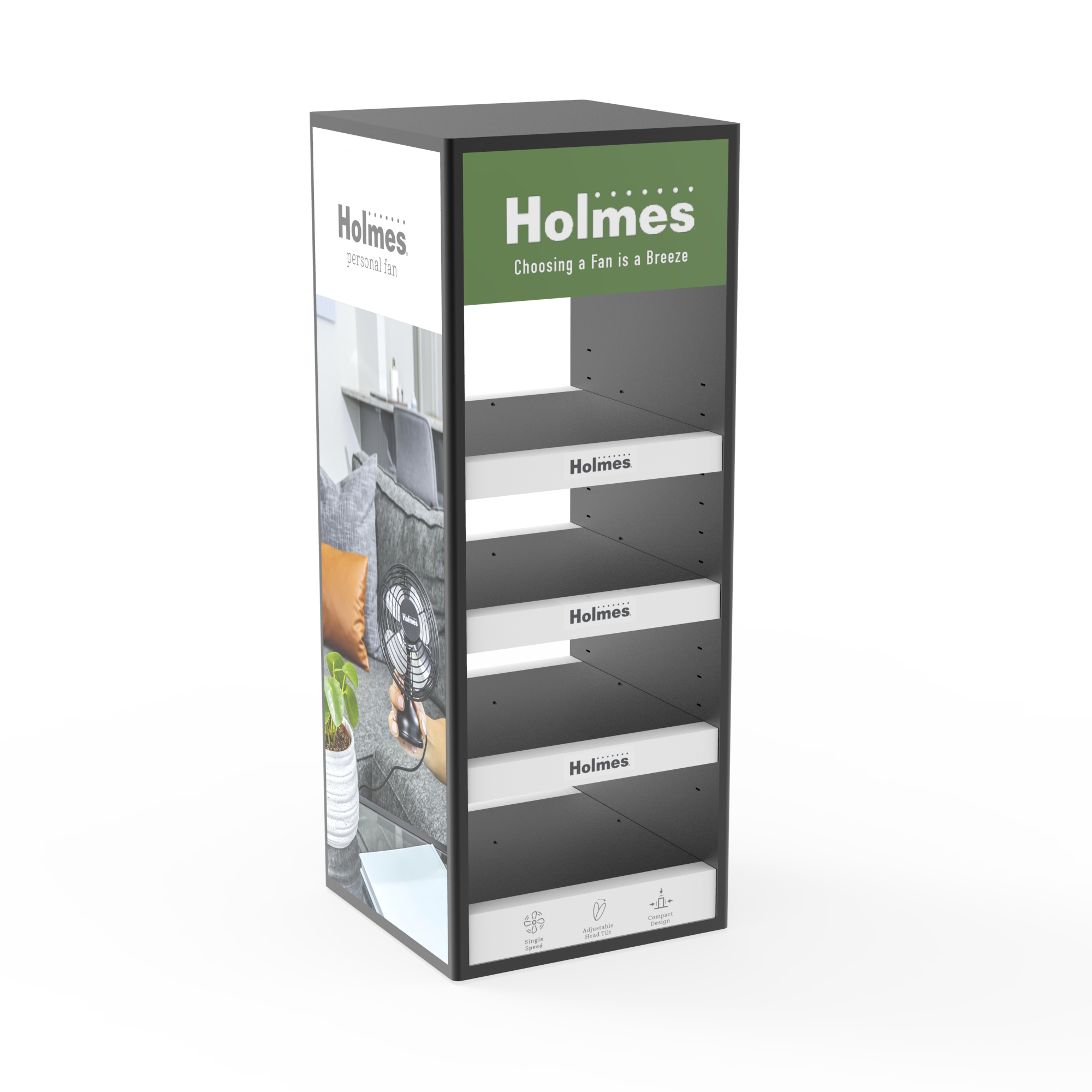 Small Household Fan with Metal Laminate Display Frame for Supermarket Shelves — view 2