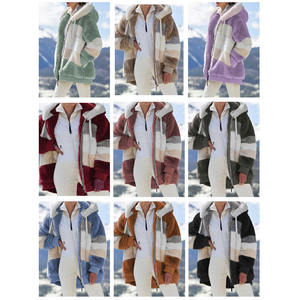 Donne <span class=keywords><strong>peluche</strong></span> soffice pelliccia sintetica spessa Fuzzy Zip Up felpe con cappuccio cappotto lungo <span class=keywords><strong>donna</strong></span> <span class=keywords><strong>giacca</strong></span> in pile Sherpa - Product Image 2