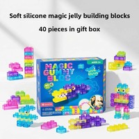 Juguete Antiestrés de Bloques de Gelatina Transparentes de Silicona Suave, 40 Piezas, para Niños, Éxito de Ventas Transfronterizo