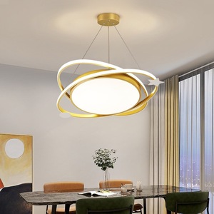 Plafonnier LED doré de luxe nordique, éclairage à économie d'énergie <span class=keywords><strong>75W</strong></span>, tricolore, télécommande intelligente, intensité variable, haute luminosité, 220V - Product Image 2