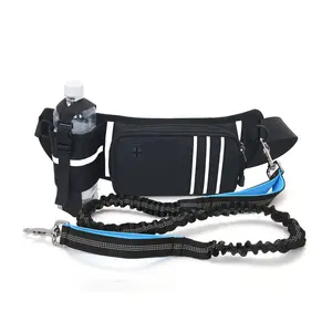 Popular Polyester Climbing Dog Running Belt Waist Belts with Large Capacity Bag Water Bottle Holder and Retractable Dog Leash