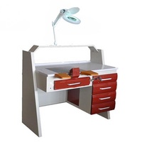 Poste de travail dentaire individuel de 1,2 m avec lampe LED intégrée, table de technicien, accoudoir ergonomique, banc de laboratoire