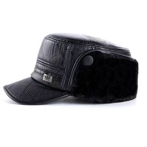 Men's <b>Flat</b> Cap With Ear Flaps Warm Winter <b>Hat</b> For Middle Aged And Elderly - Product Image 4