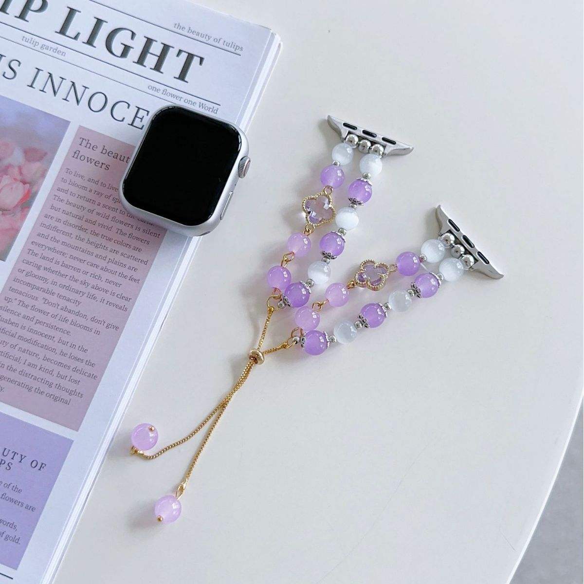 77#adjustment buckle - purple xuanhua jade watch strap