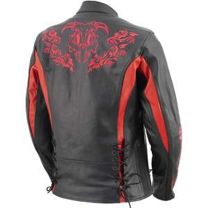 2025 cuir LKL27003 veste de protection d'armure CE brodée noire et rouge de qualité supérieure pour femme X-Large - Product Image 2