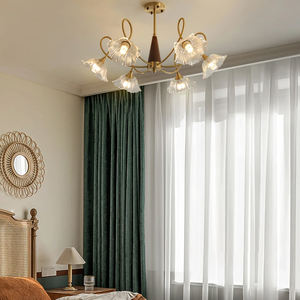 Lámpara de Araña Nórdica de Mediados de Siglo, para Sala de Estar o Comedor, de Latón, Vidrio y Nogal, LED, de Alta Calidad, Nuevo Diseño, Ercole - Product Image 3