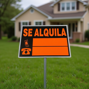 Insegna 'Noleggio' di Medie Dimensioni con Testo Arancione e Icone Telefoniche per Esposizione in Giardino - Product Image 2