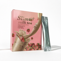 Thé au lait minceur aux herbes naturelles pour brûler les graisses, détox rapide, perte de poids en 7, 14, 28 jours, saveur fraise, boîte faible en glucides
