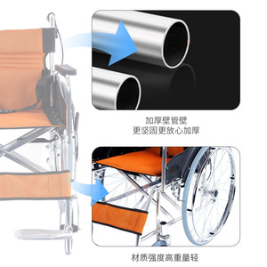 Silla de ruedas manual RJ-W868L ligera, plegable y portátil para ancianos y discapacitados con diseño de soporte cruzado - Product Image 2