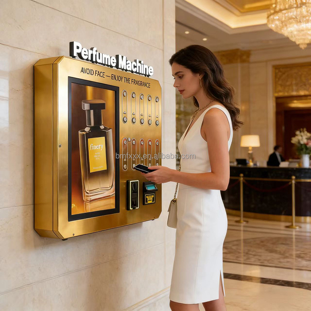 21.5' Touchscreen Smart Perfume Dispenser Vending Machine Wi-Fi Remote Control Cologne Spray Machine with Card Reader Payment