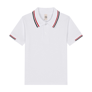T-shirt blanc pour enfants, polo à manches courtes en pur coton, garçons et filles, col à revers, haut blanc à manches courtes, vêtements polyvalents pour enfants - Product Image 3