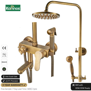 Antique Brass Exposed Bronze Rain Concealed Wall <b>Mounted</b> Modern Bathroom Rainfall Shower Set Polished Finish Soft Jet <b>Spray</b> - Product Image 1