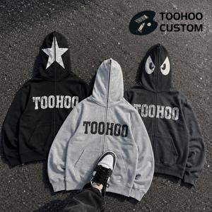 เสื้อฮู้ดซิปเต็มตัวลายดาวแบบกำหนดเอง ผ้าคอตตอนหนานุ่ม สไตล์วินเทจ ล้างสีแบบวินเทจ สตรีทแวร์ รับผลิตแบบ OEM ODM จากโรงงานโดยตรง พร้อมสกรีนโลโก้ตามสั่ง - Product Image 1