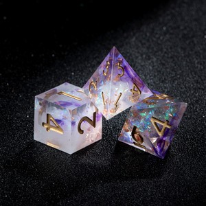 Оптовые полимерные многогранные кубики DND с острыми краями (D4, D6, D8, D10, D12, D20) ручной работы с эффектом фиолетового дыма для <span class=keywords><strong>RPG</strong></span> Dungeons & Dragons - Product Image 6