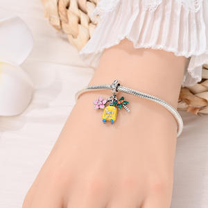 Copper Silver Plated airplane Travel Vacation Themed Enamel CZ Charm <b>Beads</b> <b>Set</b> Fit European Bracelet DIY Jewelry - Product Image 4